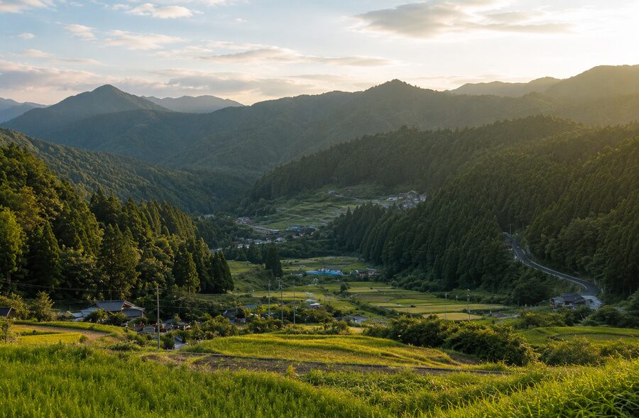山あいの集落の風景
